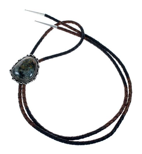 Genuine Navajo Green Opal Sterling Silver Native American Bolo Tie NX12155