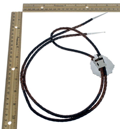 Genuine Navajo Green Opal Sterling Silver Native American Bolo Tie NX12155