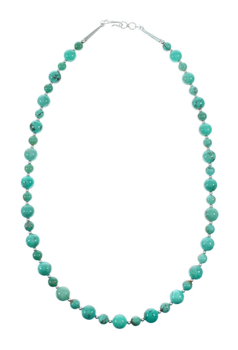 Native American Turquoise Navajo Sterling Silver Bead Necklace NX12143