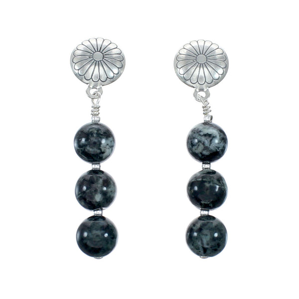 Genuine Sterling Silver Green Opal Bead Post Dangle Earrings NX12156
