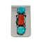 Native American Navajo Turquoise And Coral Sterling Silver Money Clip NX12170