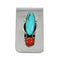 Native American Navajo Turquoise And Coral Sterling Silver Money Clip NX12171