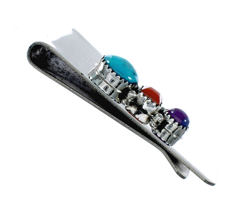 Navajo Native American Multicolor Sterling Silver Money Clip NX12177