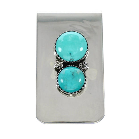 Navajo Turquoise And Sterling Silver Native American Money Clip NX12191