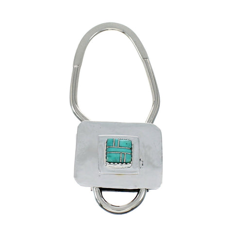 Native American Navajo Sterling Silver Turquoise Inlay Key Chain NX12193