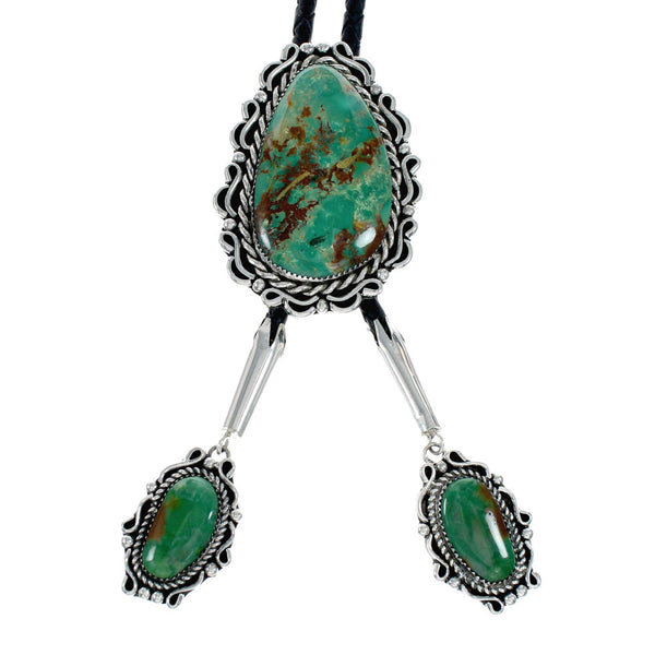 Turquoise Native American Navajo Sterling Silver Bolo Tie NX12165
