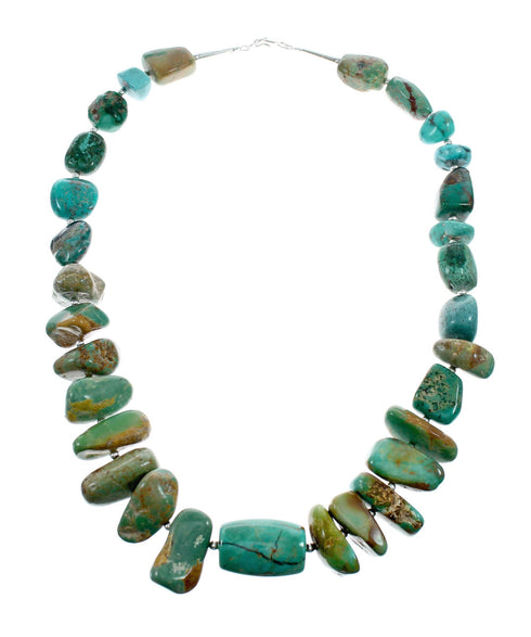 Navajo Kingman Turquoise Sterling Silver Chunky Bead Necklace NX12159