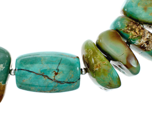 Navajo Kingman Turquoise Sterling Silver Chunky Bead Necklace NX12159