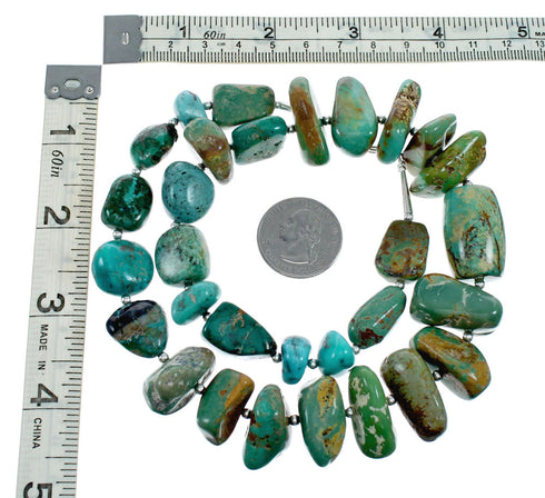 Navajo Kingman Turquoise Sterling Silver Chunky Bead Necklace NX12159