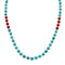 Navajo Sterling Silver Turquoise And Coral Bead Necklace NX12161