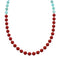 Navajo Sterling Silver Turquoise And Coral Bead Necklace NX12163