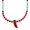Navajo Sterling Silver Turquoise And Coral Bead Necklace NX12162
