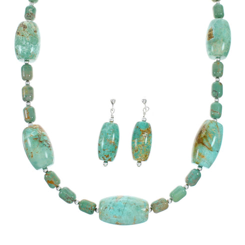 Native American Turquoise Bead Necklace And Earrings Set NX12206