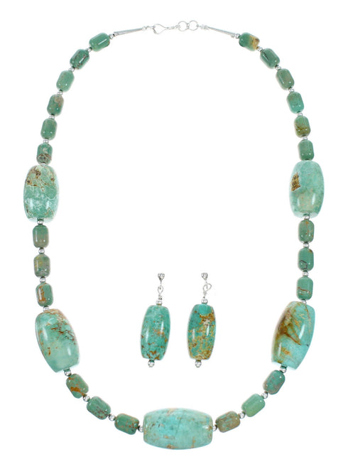 Native American Turquoise Bead Necklace And Earrings Set NX12206