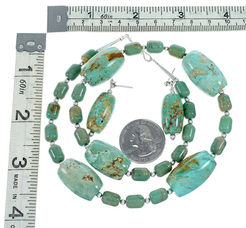 Native American Turquoise Bead Necklace And Earrings Set NX12206
