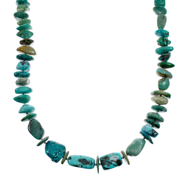 Kingman Navajo Turquoise Sterling Silver Bead Necklace NX12207
