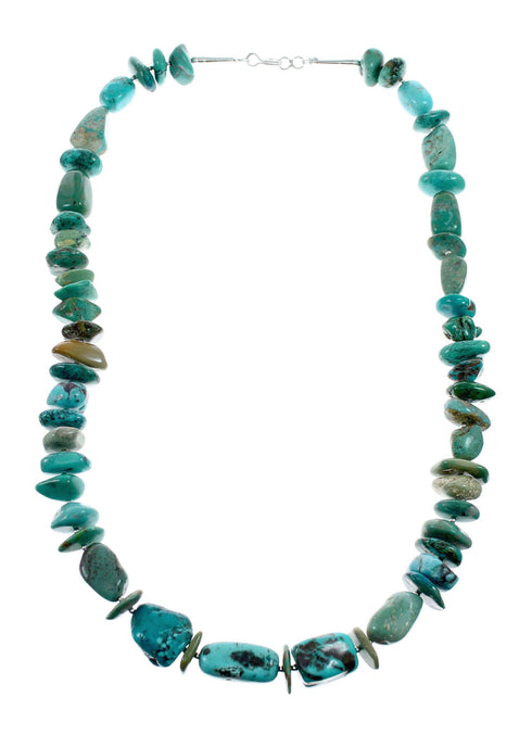 Kingman Navajo Turquoise Sterling Silver Bead Necklace NX12207