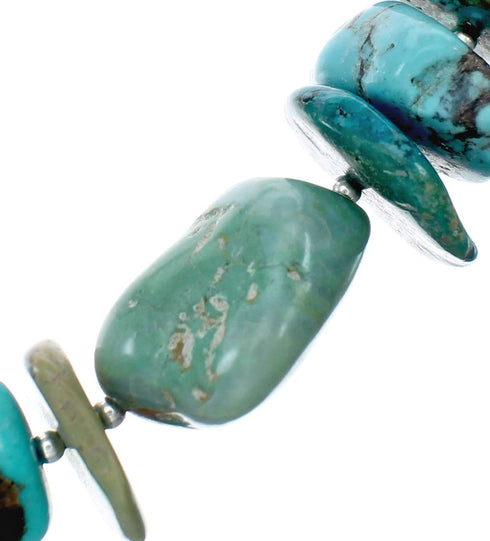 Kingman Navajo Turquoise Sterling Silver Bead Necklace NX12207