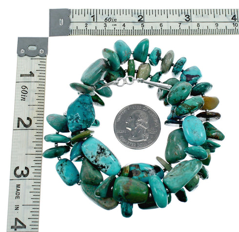 Kingman Navajo Turquoise Sterling Silver Bead Necklace NX12207