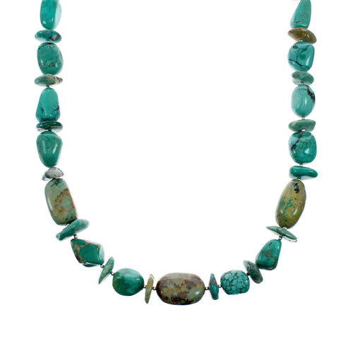 Kingman Navajo Turquoise Sterling Silver Bead Necklace NX12208