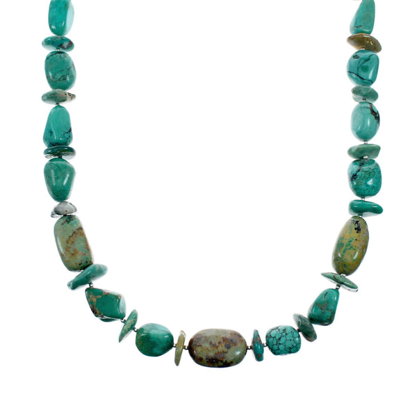 Kingman Navajo Turquoise Sterling Silver Bead Necklace NX12208