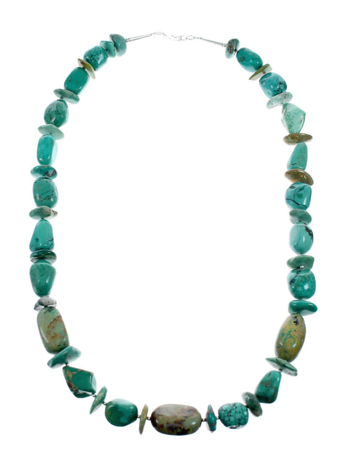 Kingman Navajo Turquoise Sterling Silver Bead Necklace NX12208