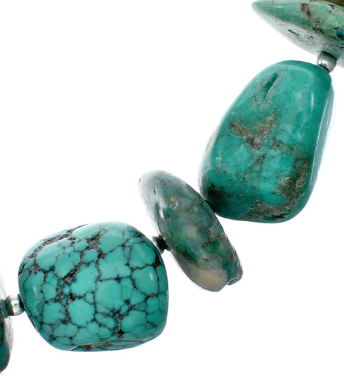 Kingman Navajo Turquoise Sterling Silver Bead Necklace NX12208