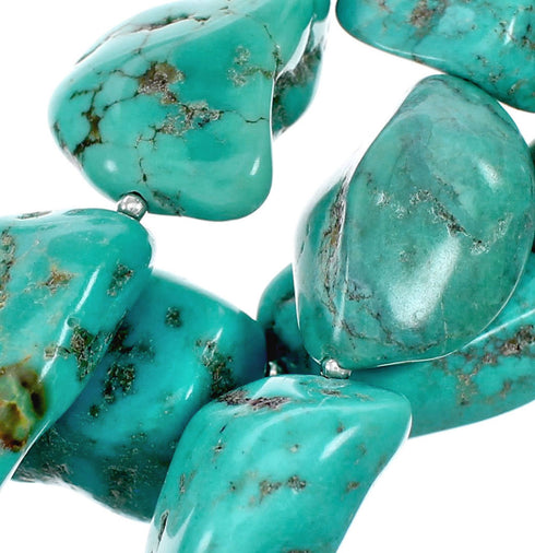 Navajo Sterling Silver 3-Strand Kingman Turquoise Bead Necklace NX12211