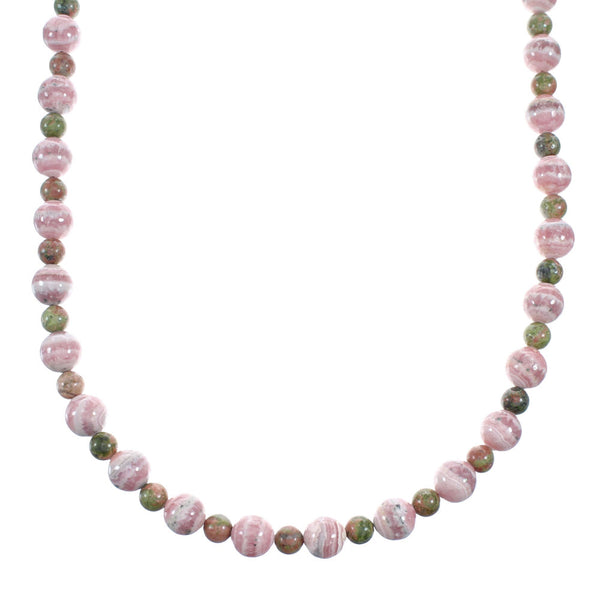Jasper Rhodochrosite Navajo Sterling Silver Bead Necklace NX12214