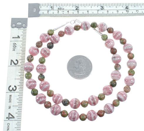 Jasper Rhodochrosite Navajo Sterling Silver Bead Necklace NX12214