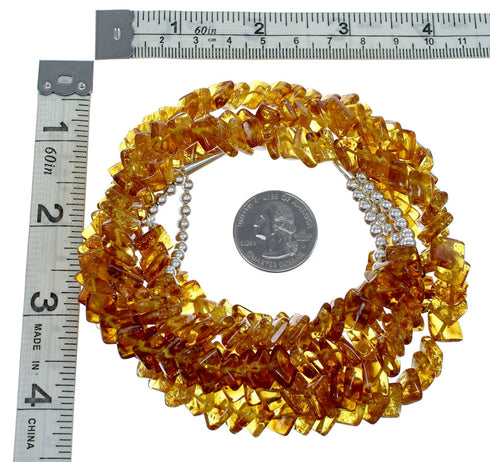 3-Strand Amber Sterling Silver Native American Bead Necklace NX12200