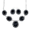 Native American Authentic Navajo Onyx Sterling Silver Necklace Set NX12217