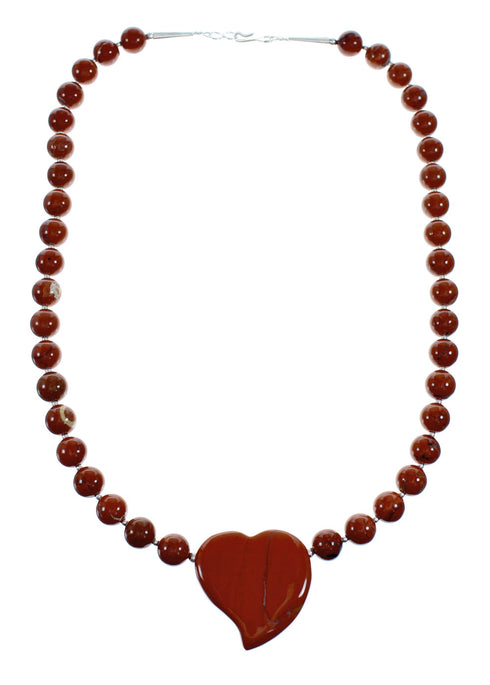 Jasper Authentic Sterling Silver Bead Heart Pedant Necklace NX12201