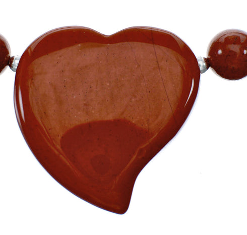 Jasper Authentic Sterling Silver Bead Heart Pedant Necklace NX12201