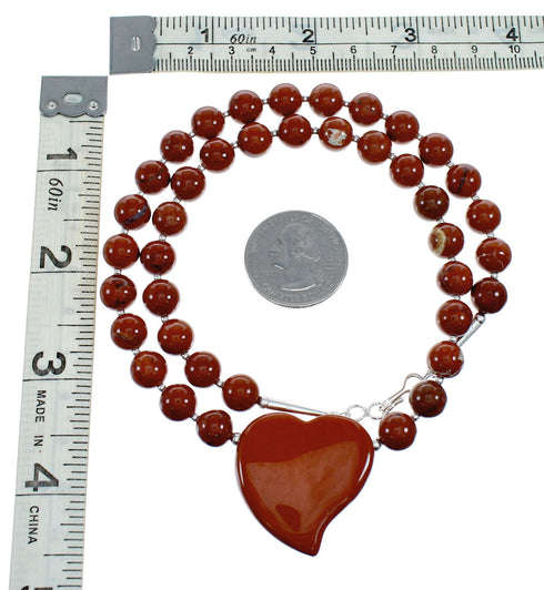 Jasper Authentic Sterling Silver Bead Heart Pedant Necklace NX12201