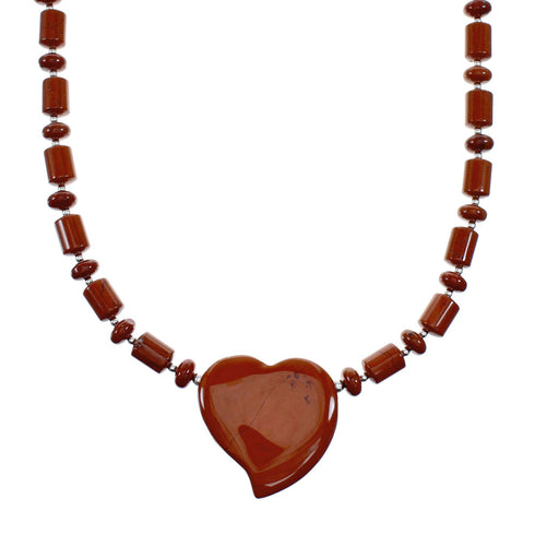 Navajo Jasper Authentic Sterling Silver Bead Heart Pedant Necklace NX12202