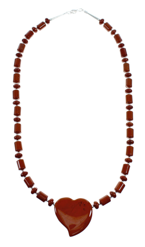 Navajo Jasper Authentic Sterling Silver Bead Heart Pedant Necklace NX12202