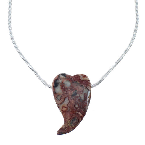 Sterling Silver Jasper Heart Italian Snake Chain Necklace Set NX12205