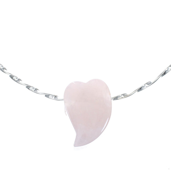 Native American Navajo Pink Quartz Sterling Silver Collar Necklace NX12219