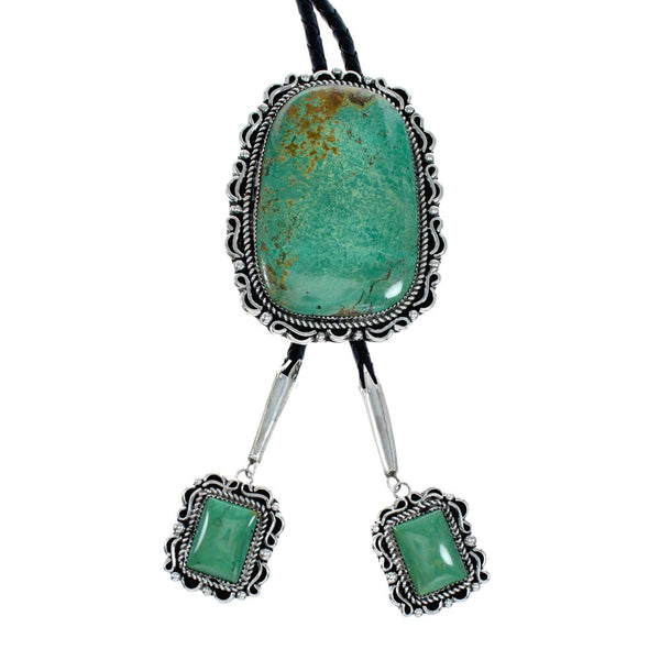 Native American Navajo Turquoise Sterling Silver Bolo Tie NX12194