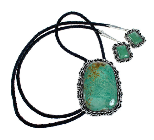 Native American Navajo Turquoise Sterling Silver Bolo Tie NX12194