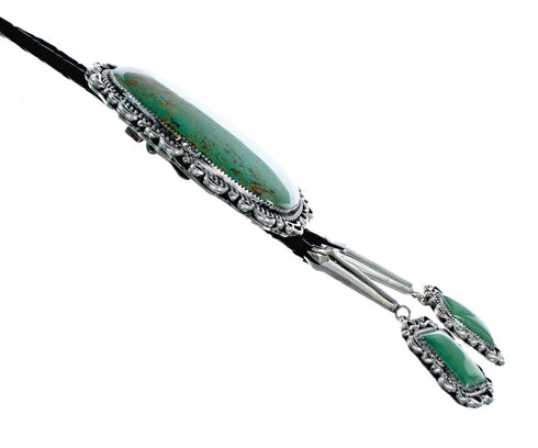 Native American Navajo Turquoise Sterling Silver Bolo Tie NX12194