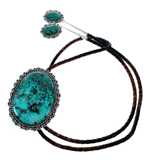 Navajo Native American Turquoise Sterling Silver Huge Bolo Tie NX12195