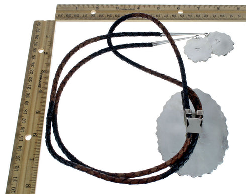 Navajo Native American Turquoise Sterling Silver Huge Bolo Tie NX12195