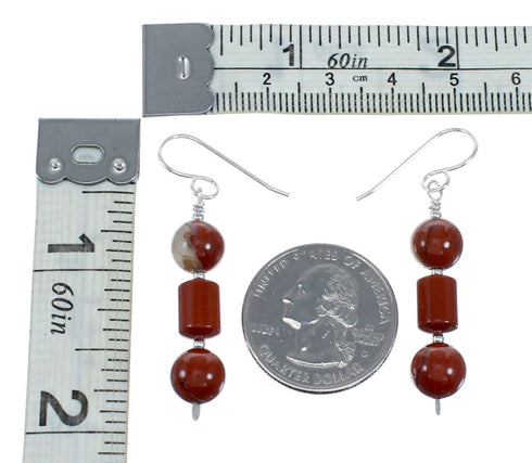 Native American Red Jasper Sterling Silver Bead Earrings NX12198