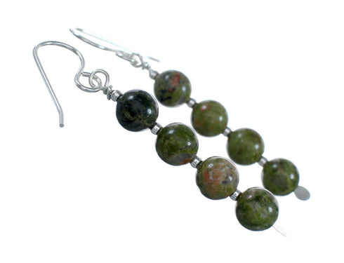 Native American Dragon Blood Jasper Sterling Silver Bead Earrings NX12196