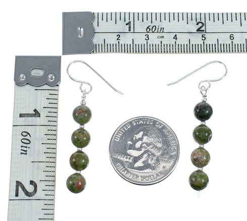 Native American Dragon Blood Jasper Sterling Silver Bead Earrings NX12196