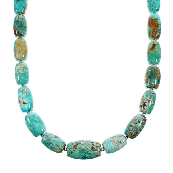 Genuine Navajo Turquoise Sterling Silver Bead Necklace NX12221