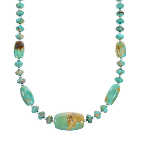 Native American Navajo Turquoise Sterling Silver Bead Necklace NX12222