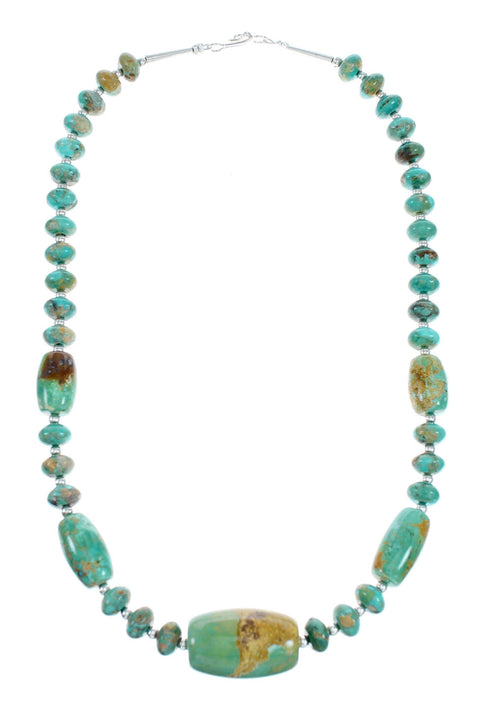 Native American Navajo Turquoise Sterling Silver Bead Necklace NX12222